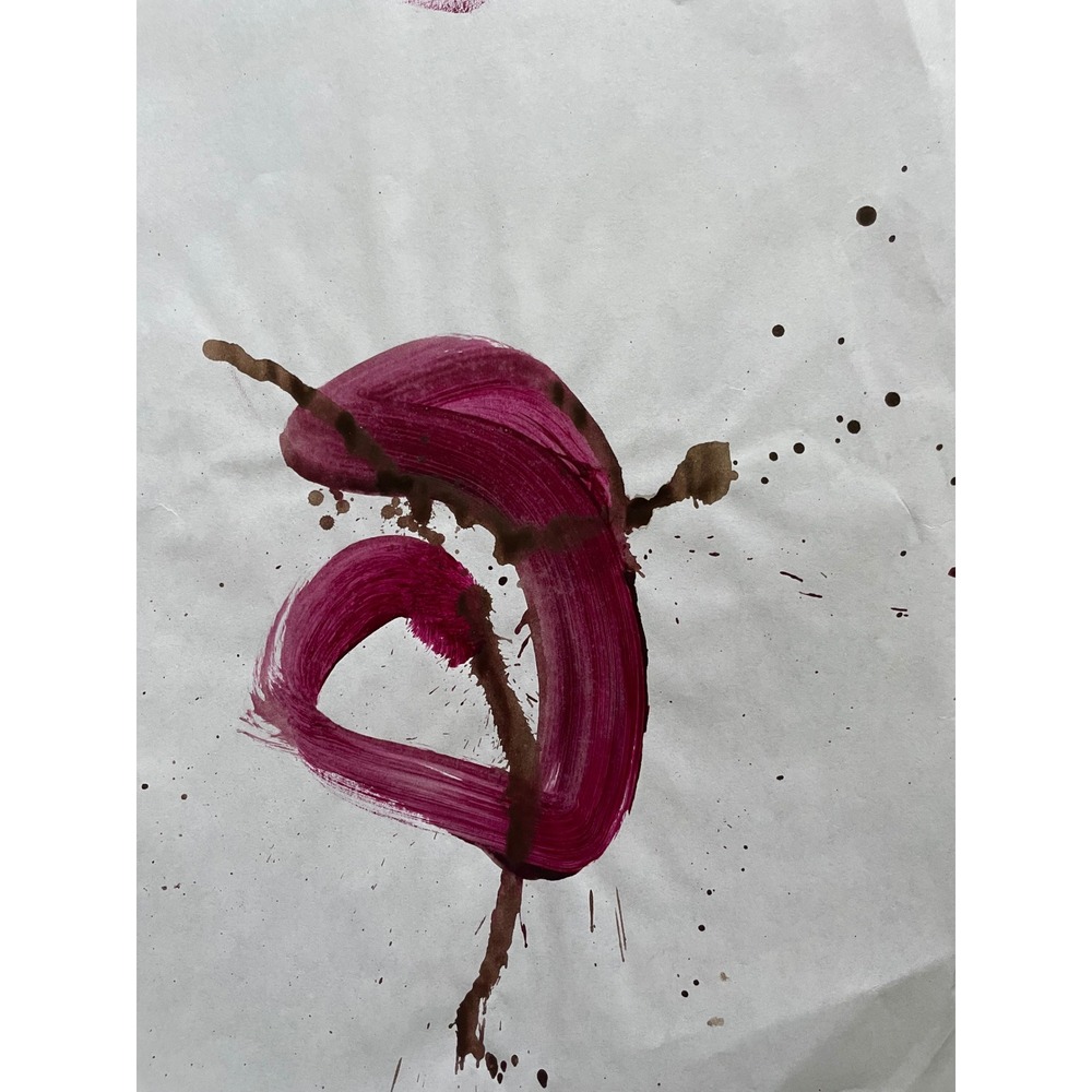 Original Abstract Expressionist Mixed Media Painting Magenta Brown 8.5x11 Art